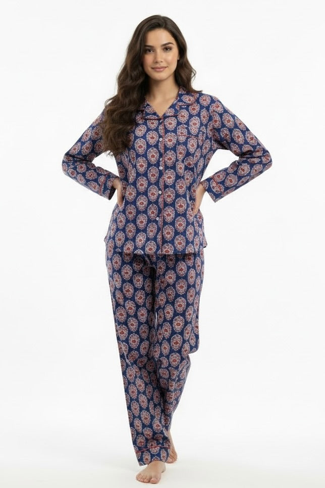 Gabriella Long Pajama Set in Midnight Floral