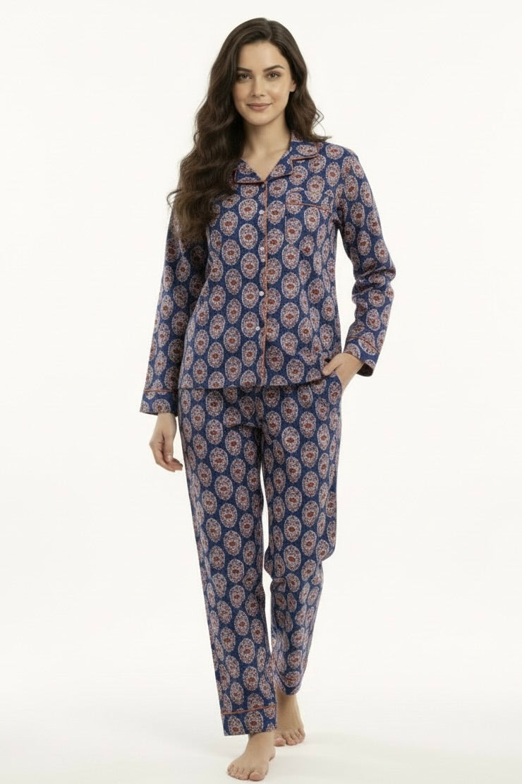 Gabriella Long Pajama Set in Midnight Floral