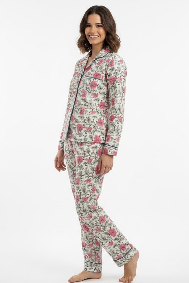 Gabriella Long Pajama Set in Violet Lotus