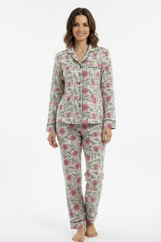 Gabriella Long Pajama Set in Violet Lotus
