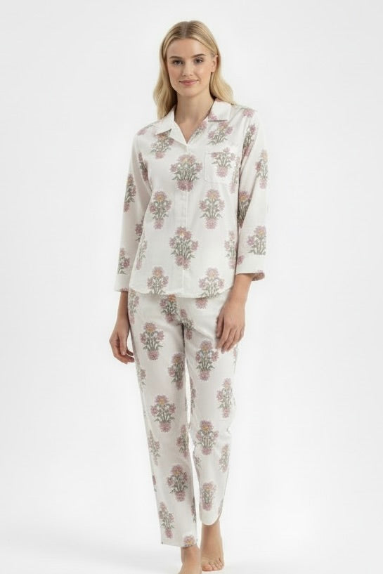 Gabriella Long Pajama Set in Royal Aster