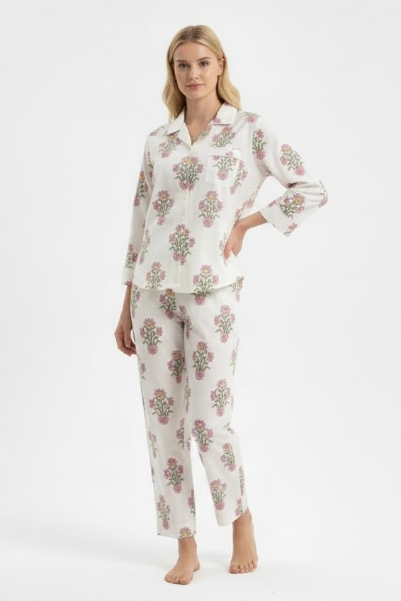 Gabriella Long Pajama Set in Royal Aster