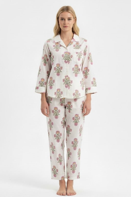 Gabriella Long Pajama Set in Royal Aster