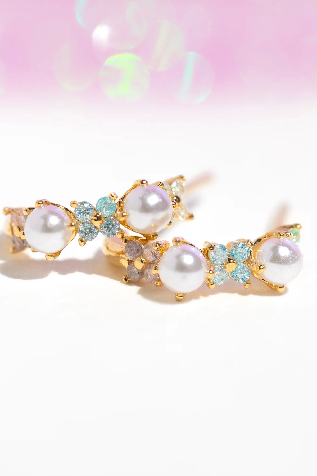 Girls Crew Pink Pearl Hoops