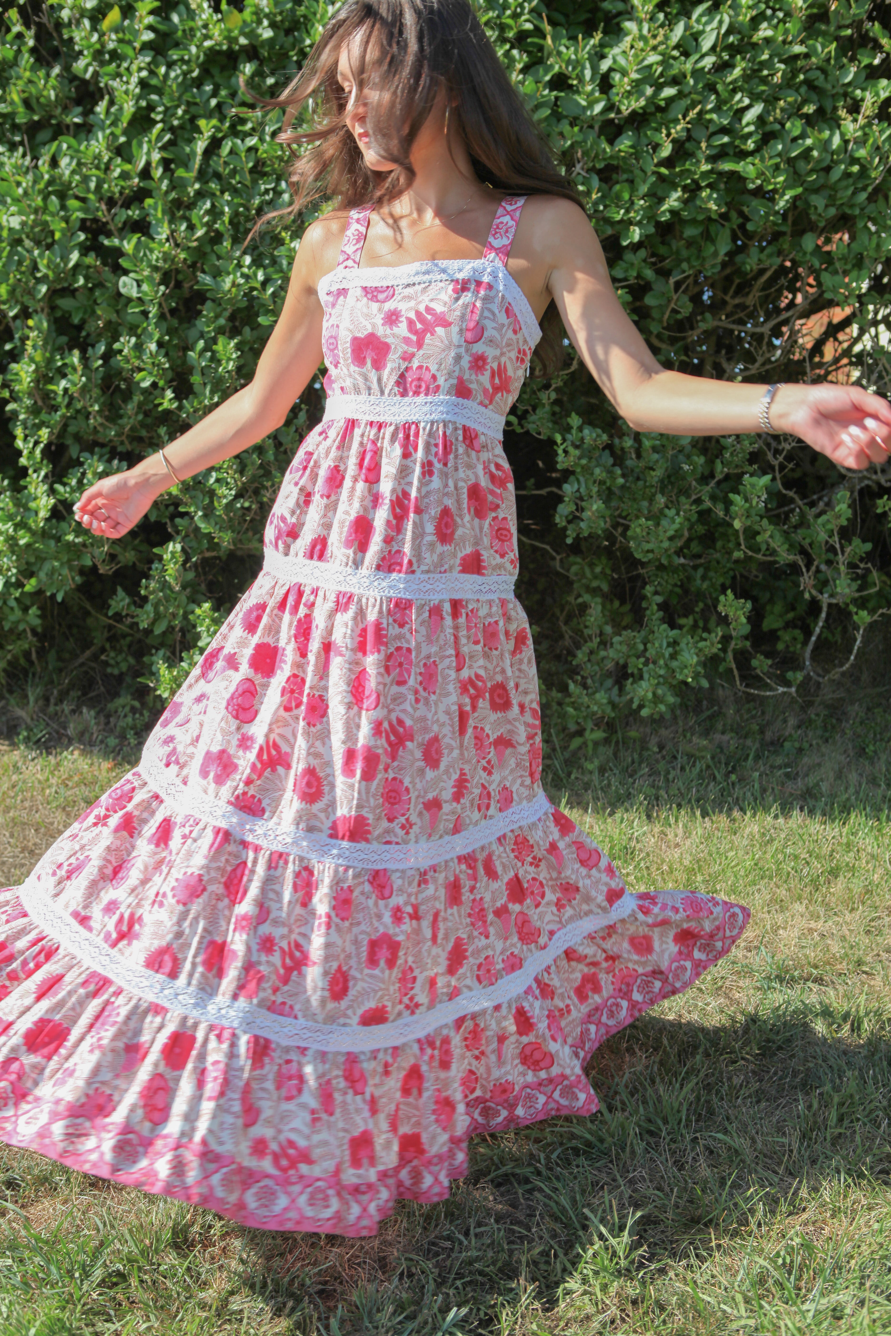 Halo Maxi Dress in Peacock Pink