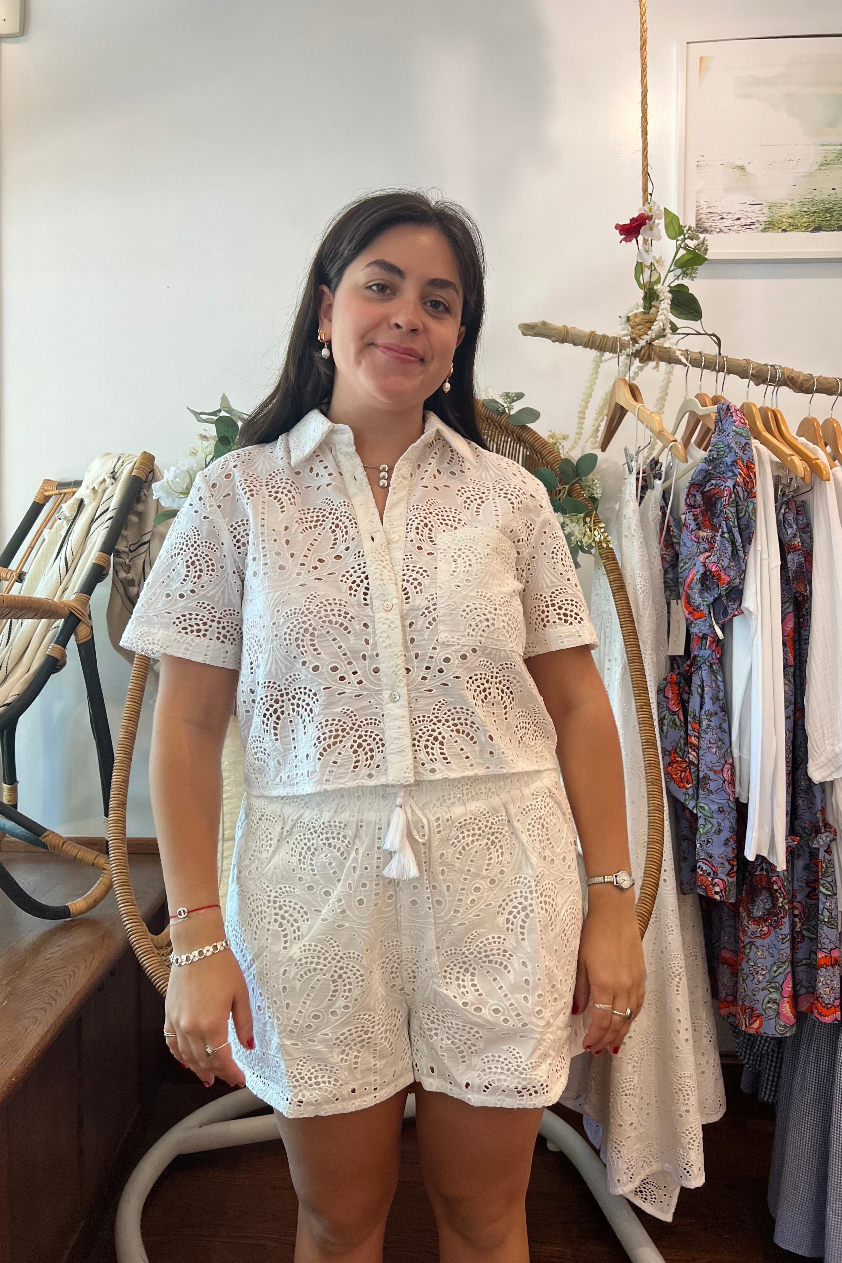 Bruna Eyelet Short - White