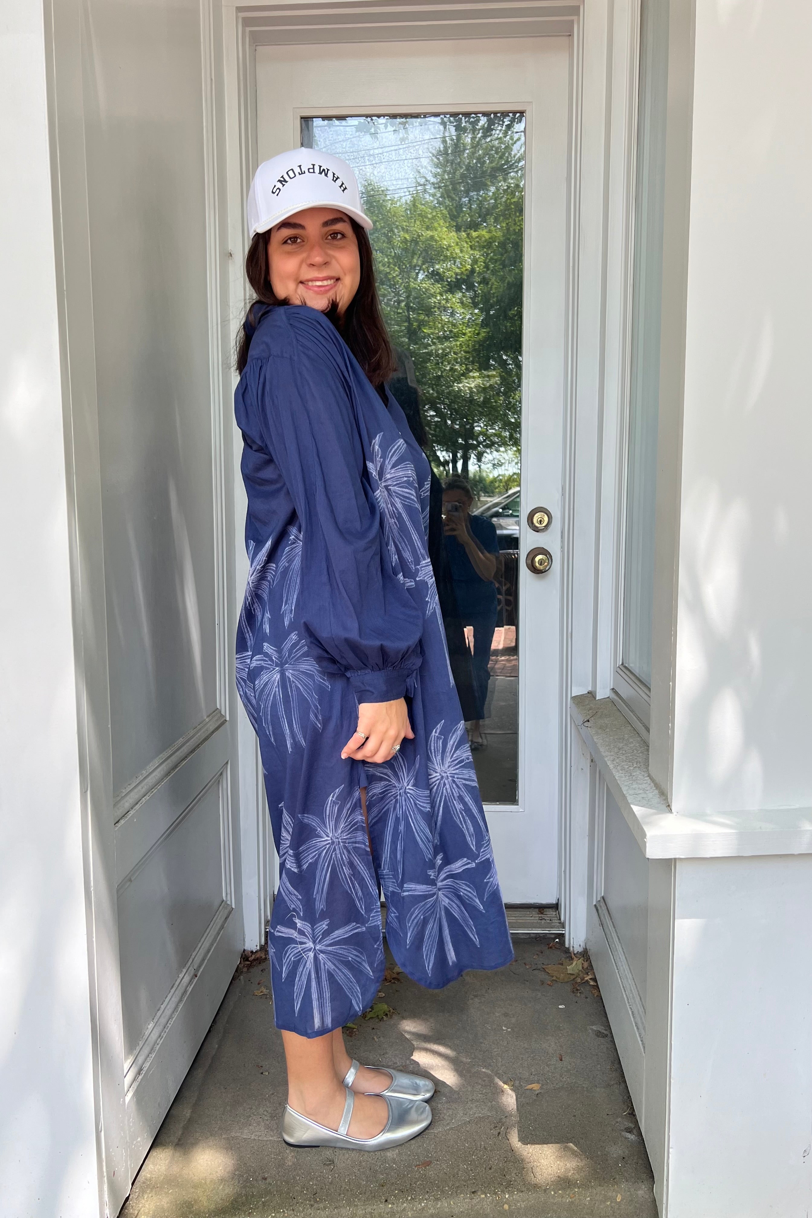 Luna Maxi Shirt Dress - Navy Palm Shibori