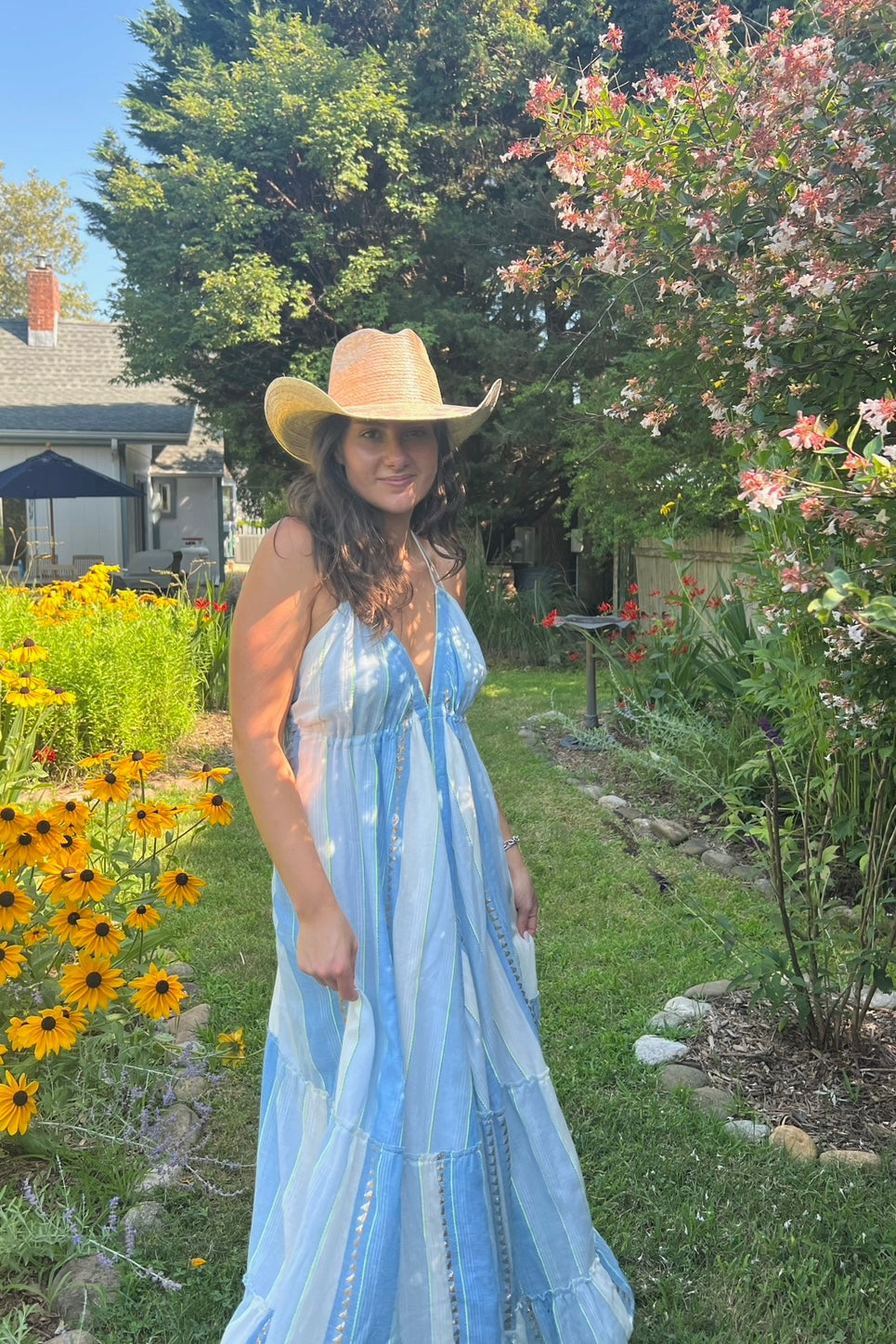 Nibi the Label Ziggy Scarf Dress - Blue/Gold