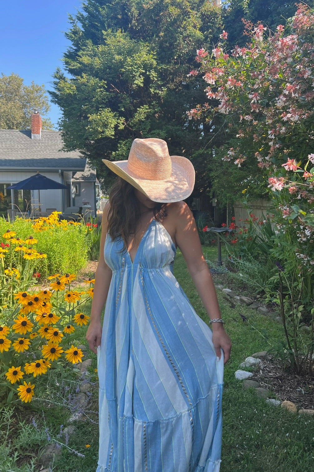 Nibi the Label Ziggy Scarf Dress - Blue/Gold