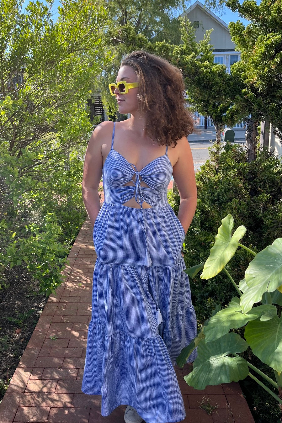 Nibi the Label Nadia Tier Dress - Blue/White Check