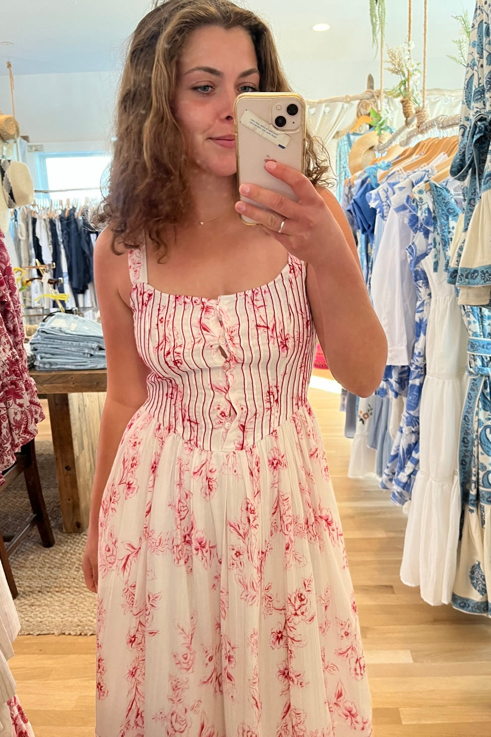 Nibi the Label Shelby Corset Midi Dress - Red Gardenia