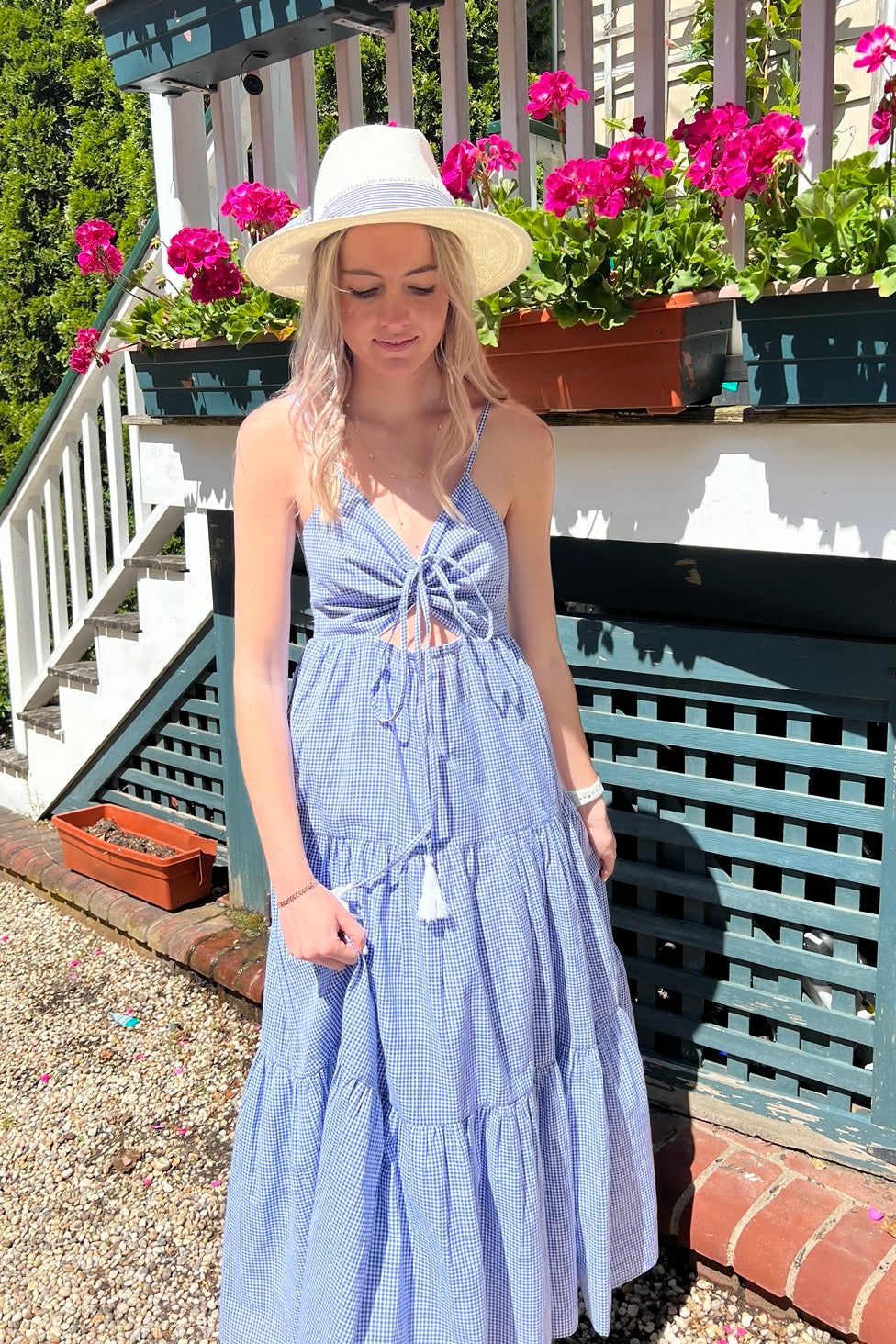 Nibi the Label Nadia Tier Dress - Blue/White Check