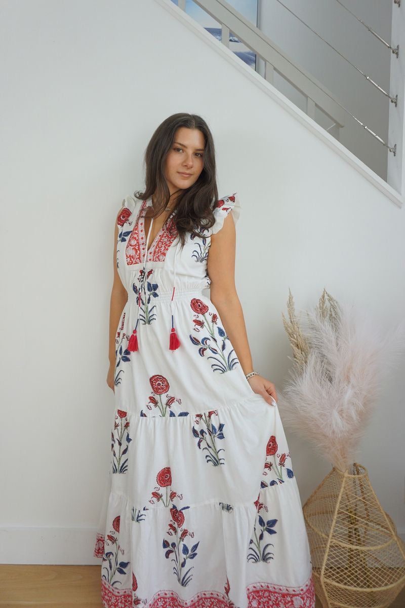 NIBI MTK Capri Maxi Dress - Red Floral