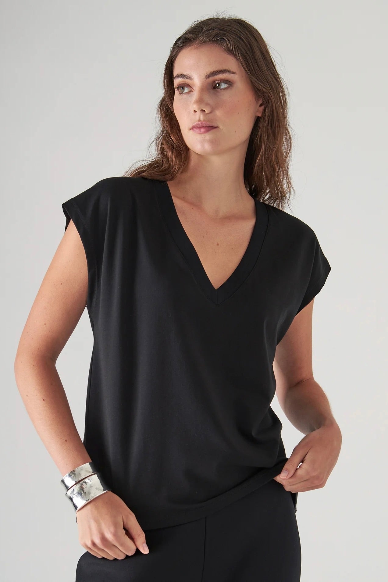 Patrick Assaraf Iconic V-Neck Dolman Tee