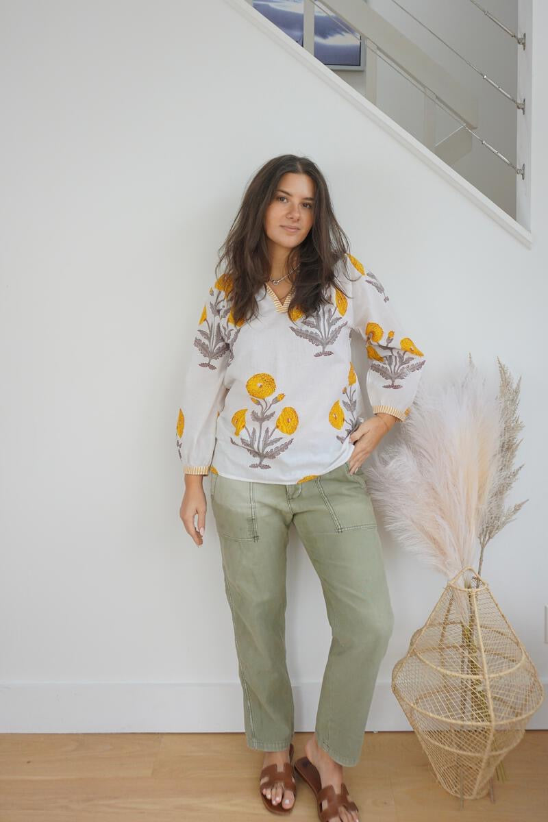 Joy Blouse - Yellow Floral