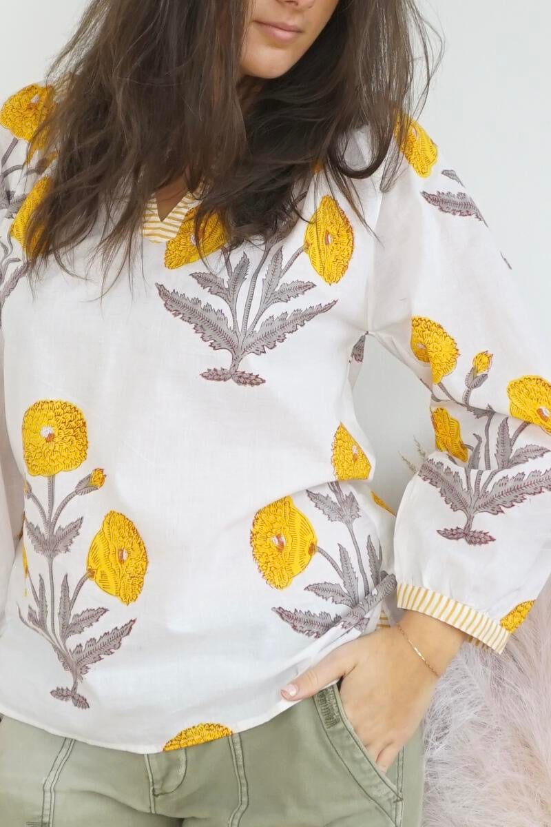 Joy Blouse - Yellow Floral