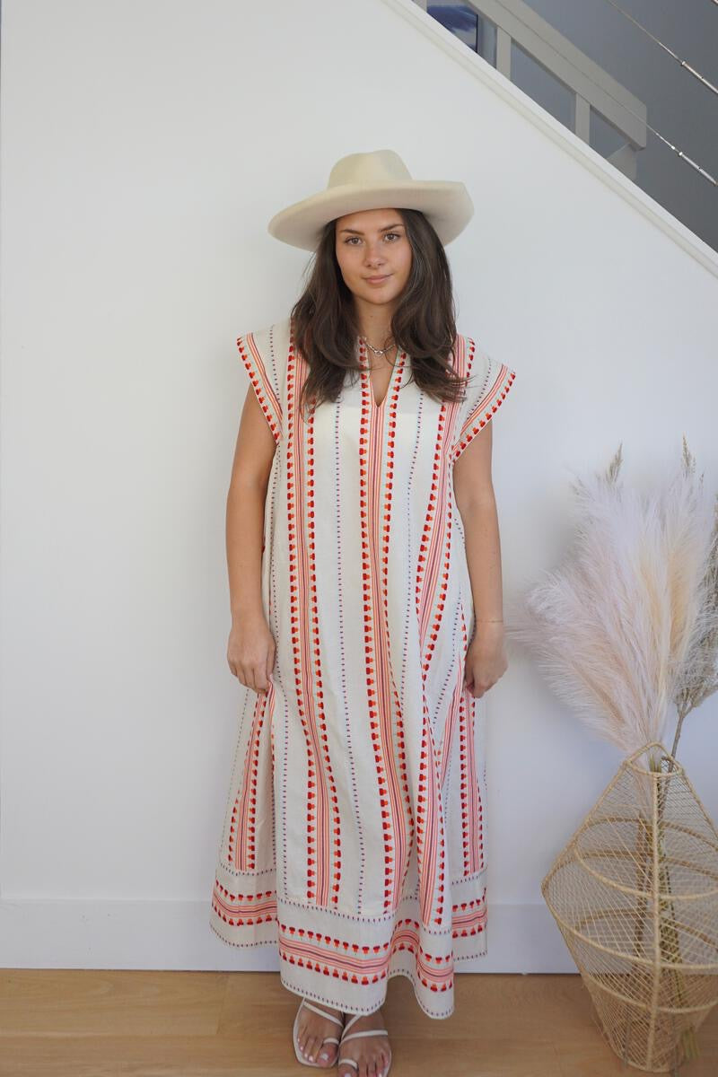 Josie Maxi Dress - Red/Cream