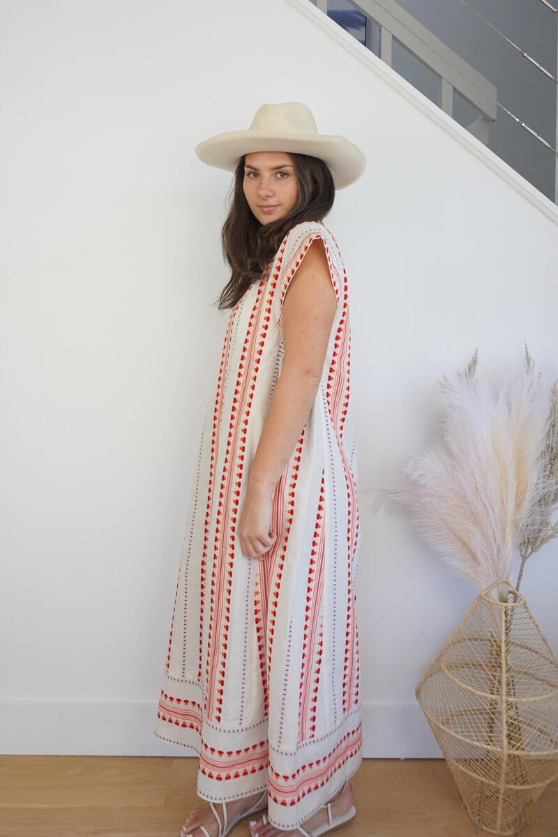 Josie Maxi Dress - Red/Cream