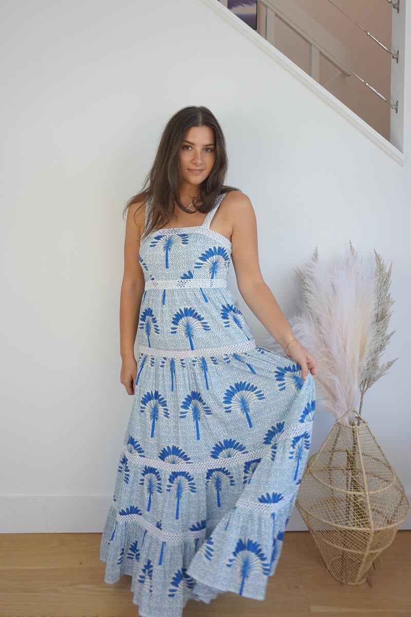Palms Maxi Dress - Blue Palms