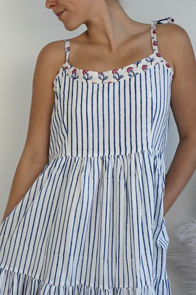 Poppy Tier Maxi Dress - Stripe/Ditsy Floral