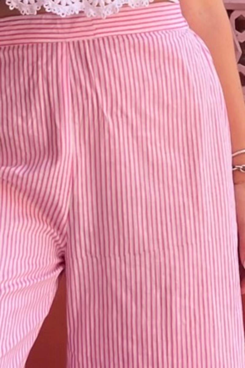 Prim Collared Top - Pink Stripe