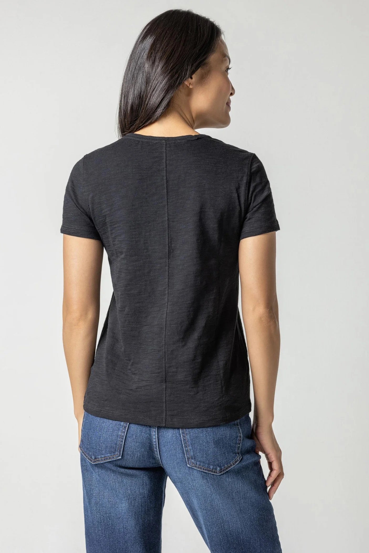 Lilla P V-Neck Short Sleeve Back Seam Tee