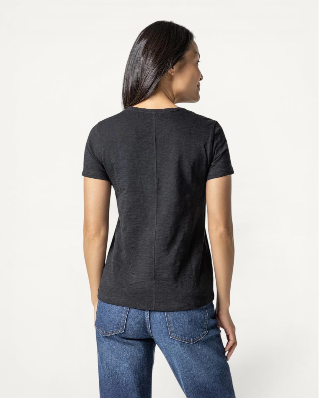 Lilla P V-Neck Short Sleeve Back Seam Tee