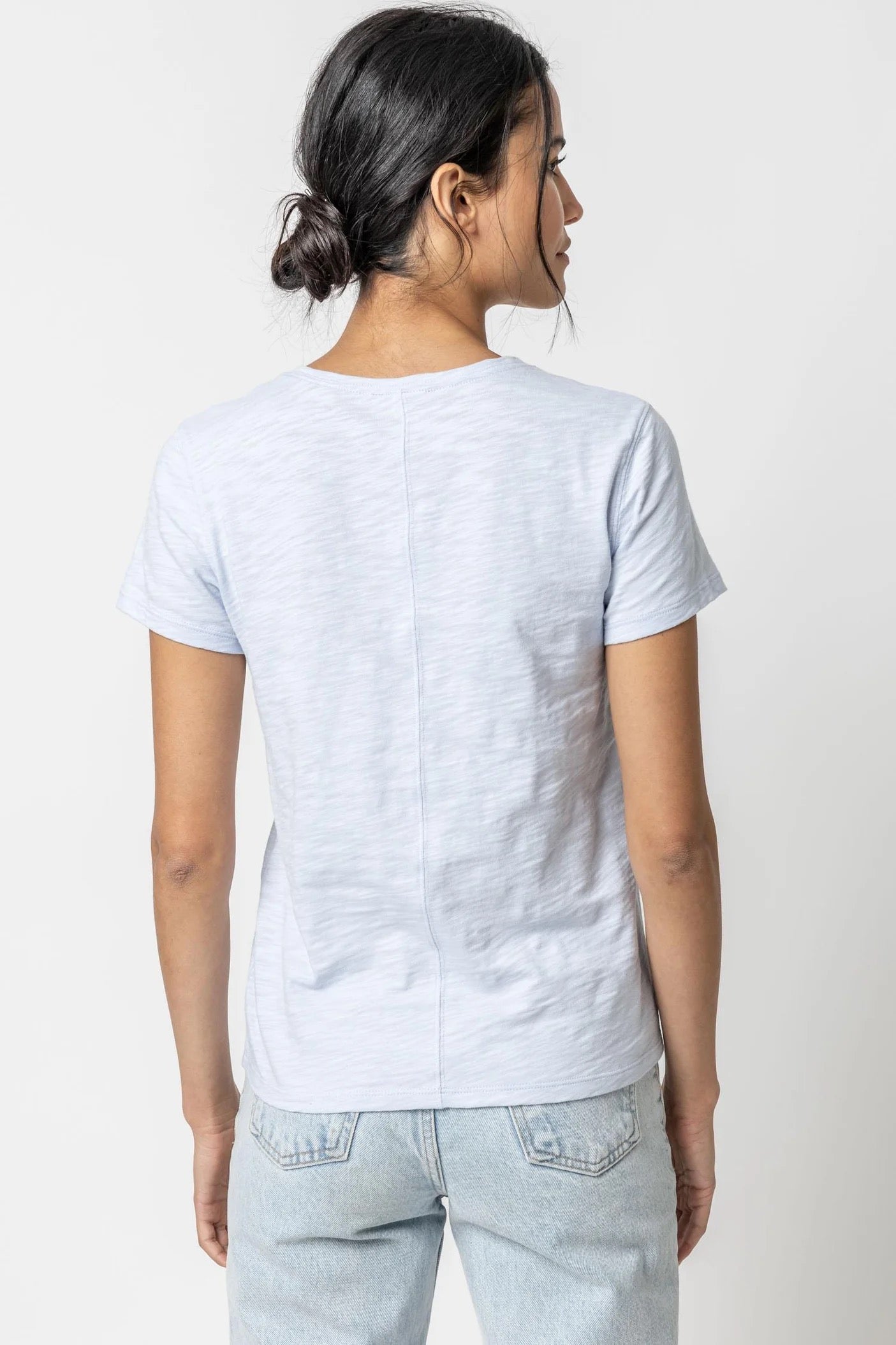 Lilla P V-Neck Short Sleeve Back Seam Tee
