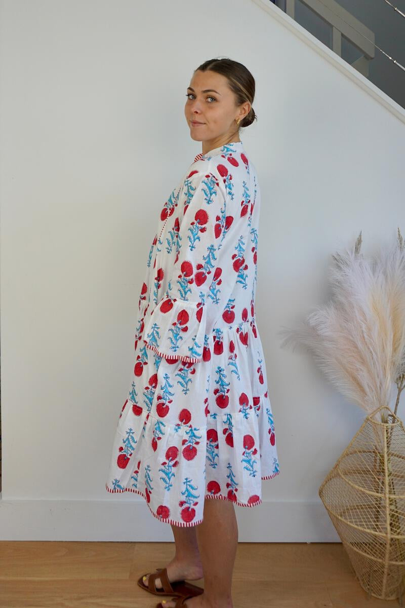 Dylan Mini Dress - Red/Teal Poppy
