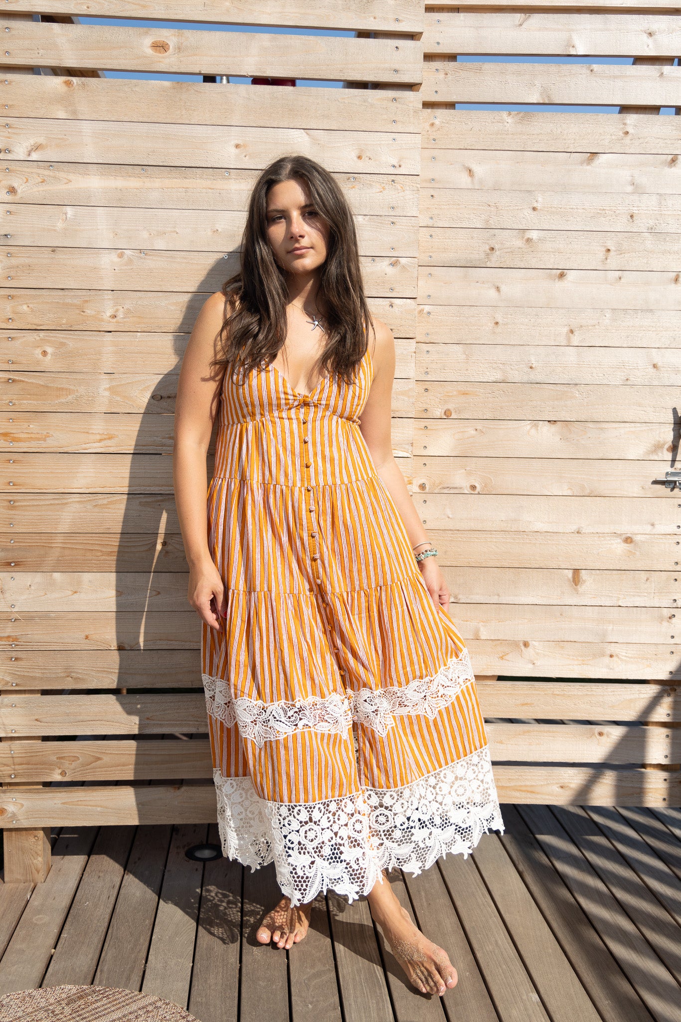 Irina Dress in Marigold Stripe