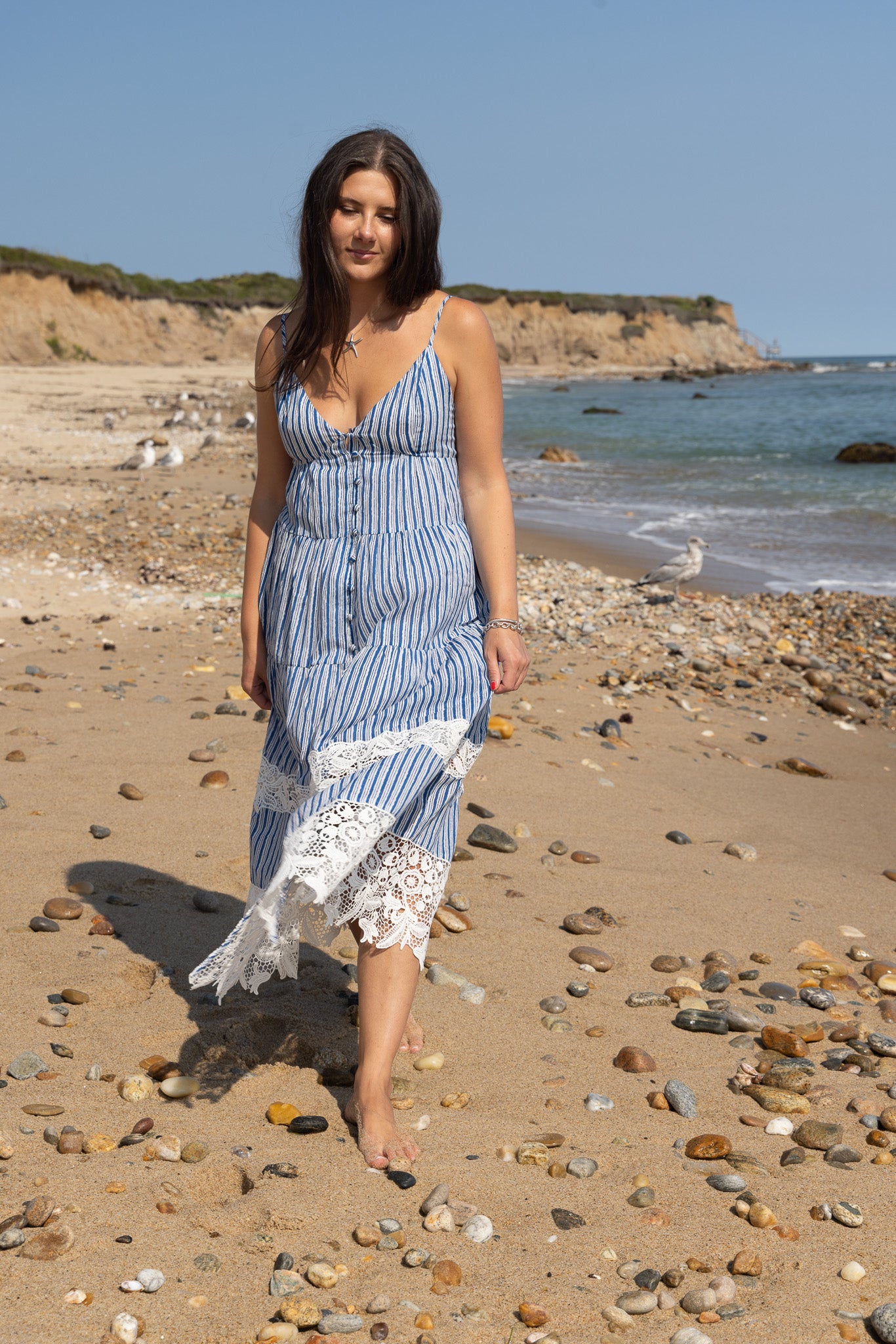 Irina Dress in Blue Sea Stripe