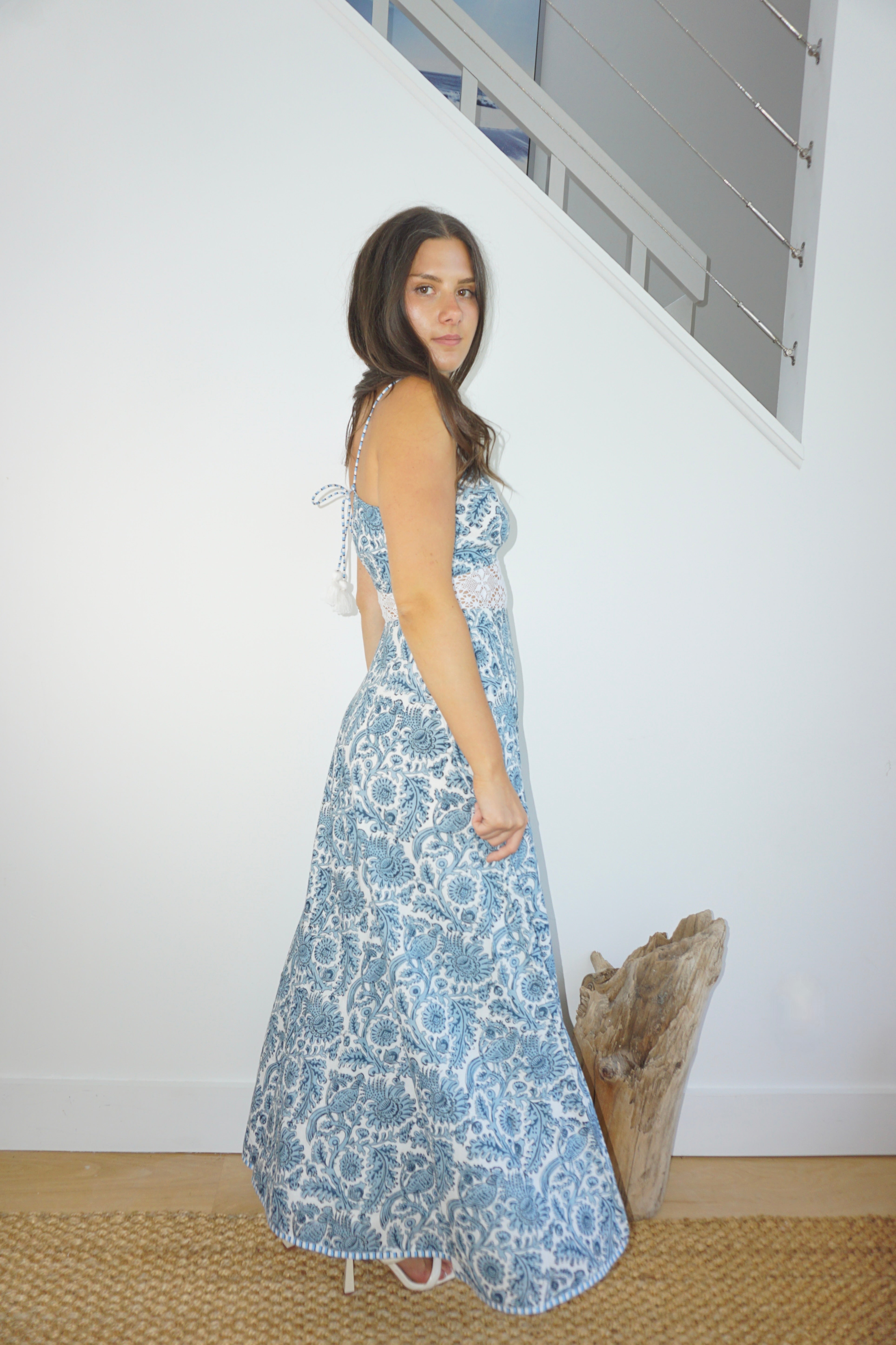 Isabella Dress in Teal Bird