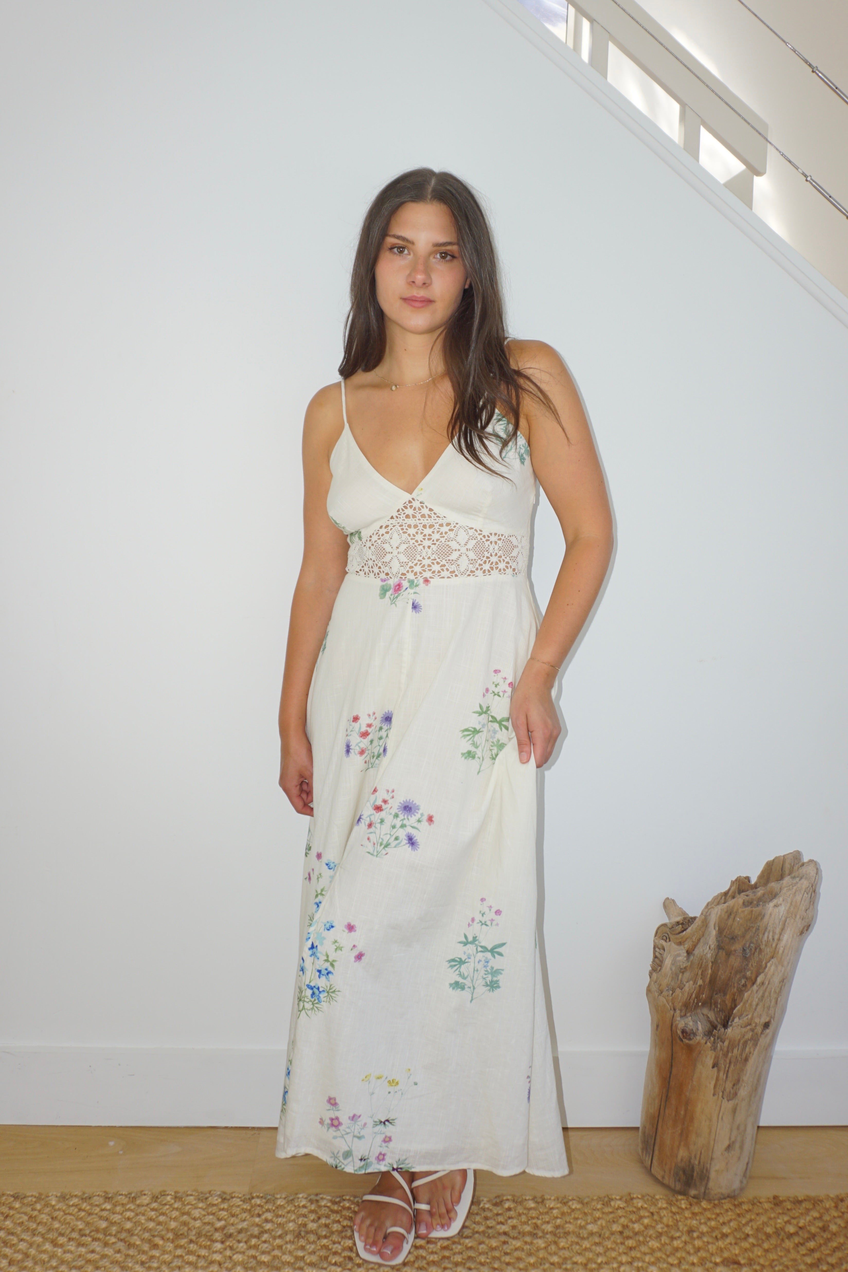 Isabella Dress in Cream Botanical