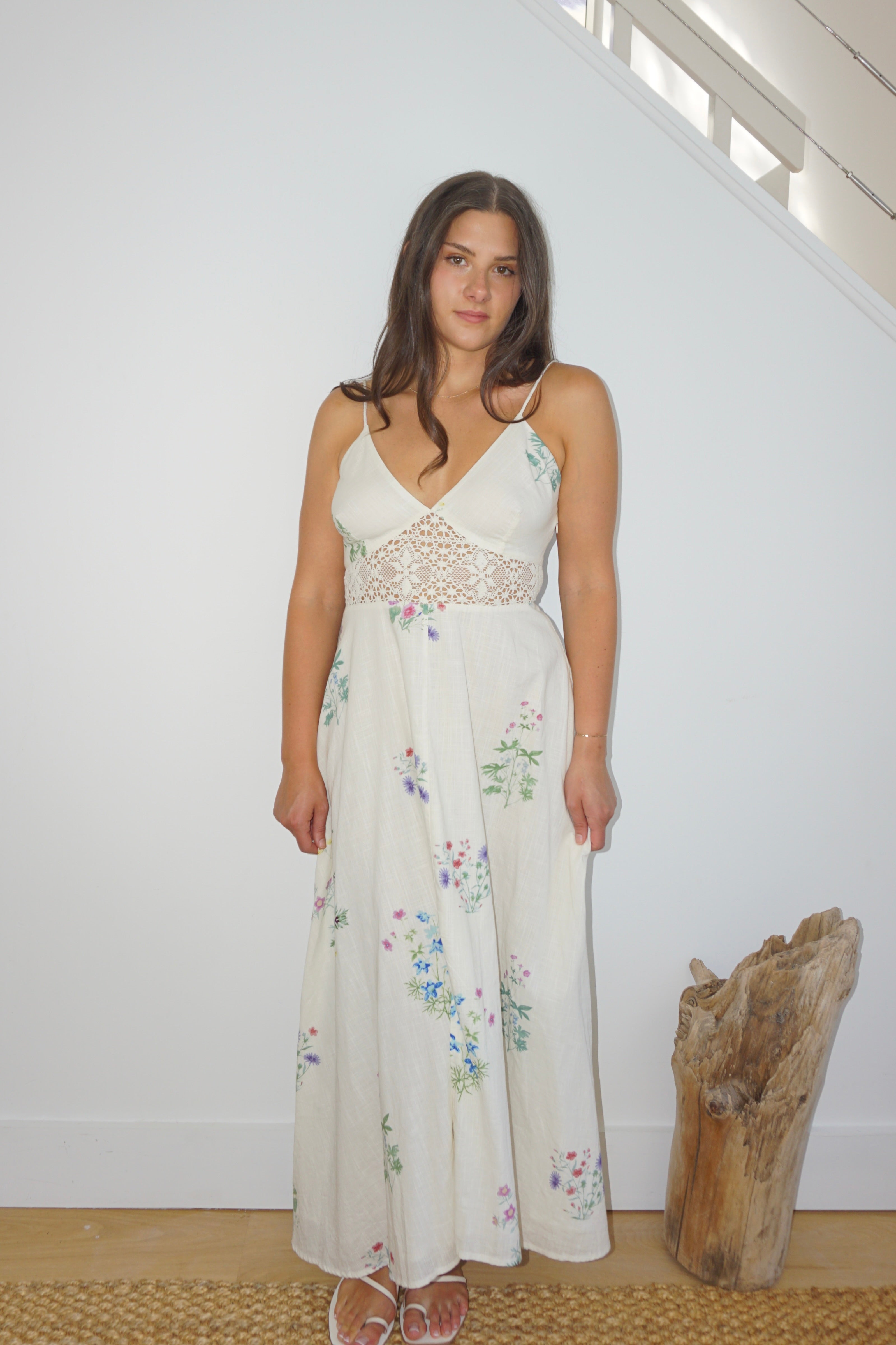 Isabella Dress in Cream Botanical