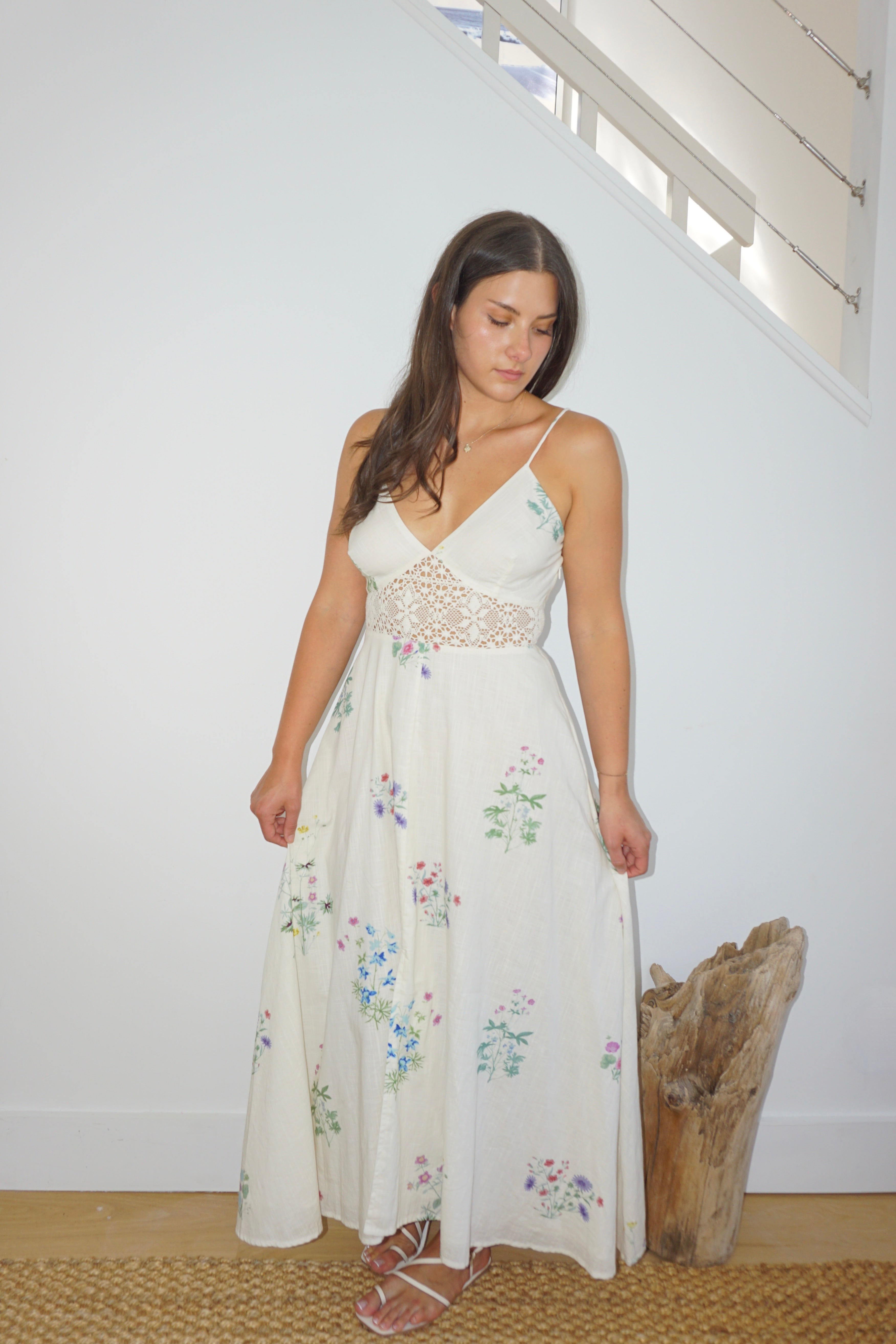 Isabella Dress in Cream Botanical
