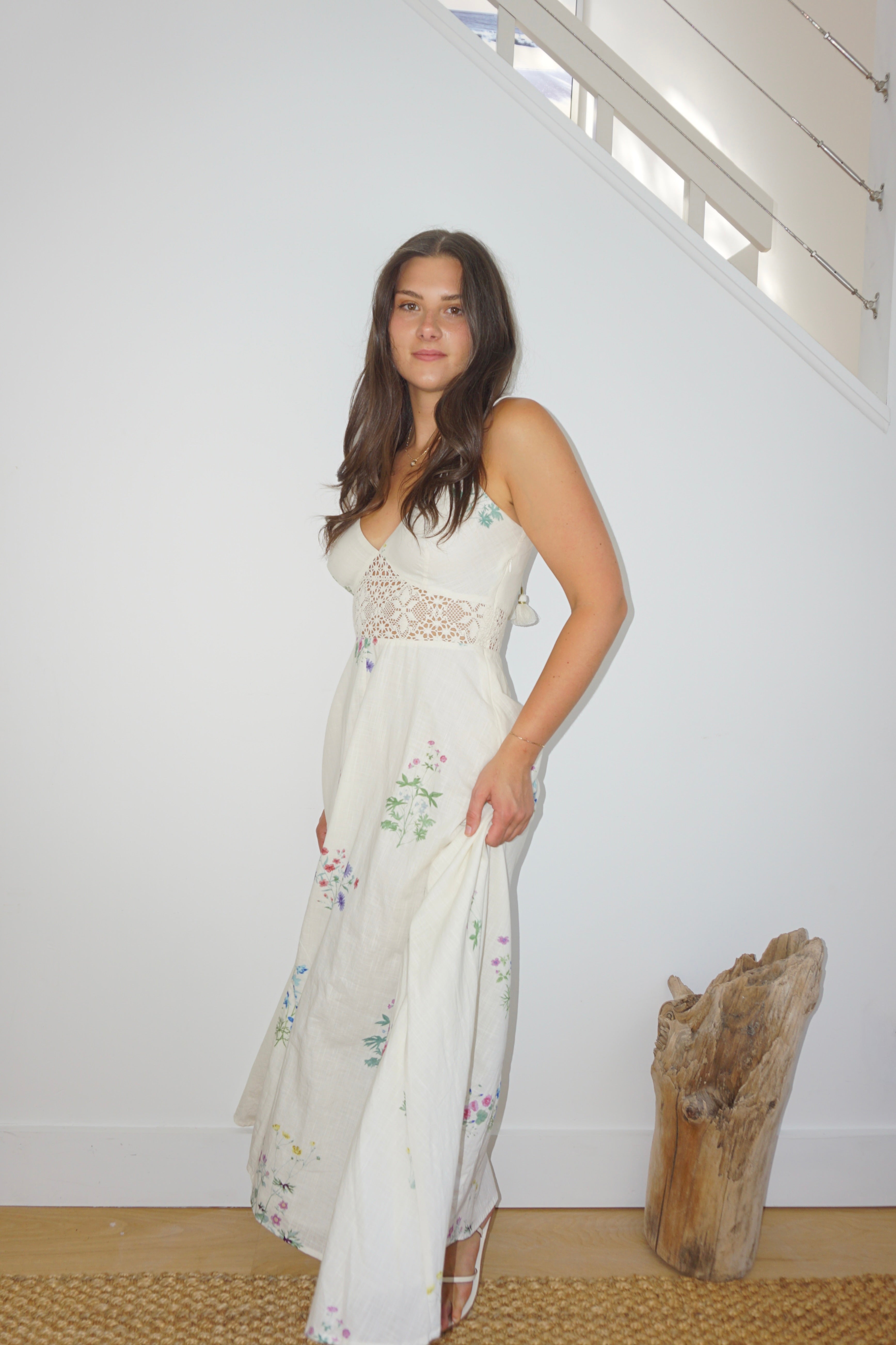 Isabella Dress in Cream Botanical