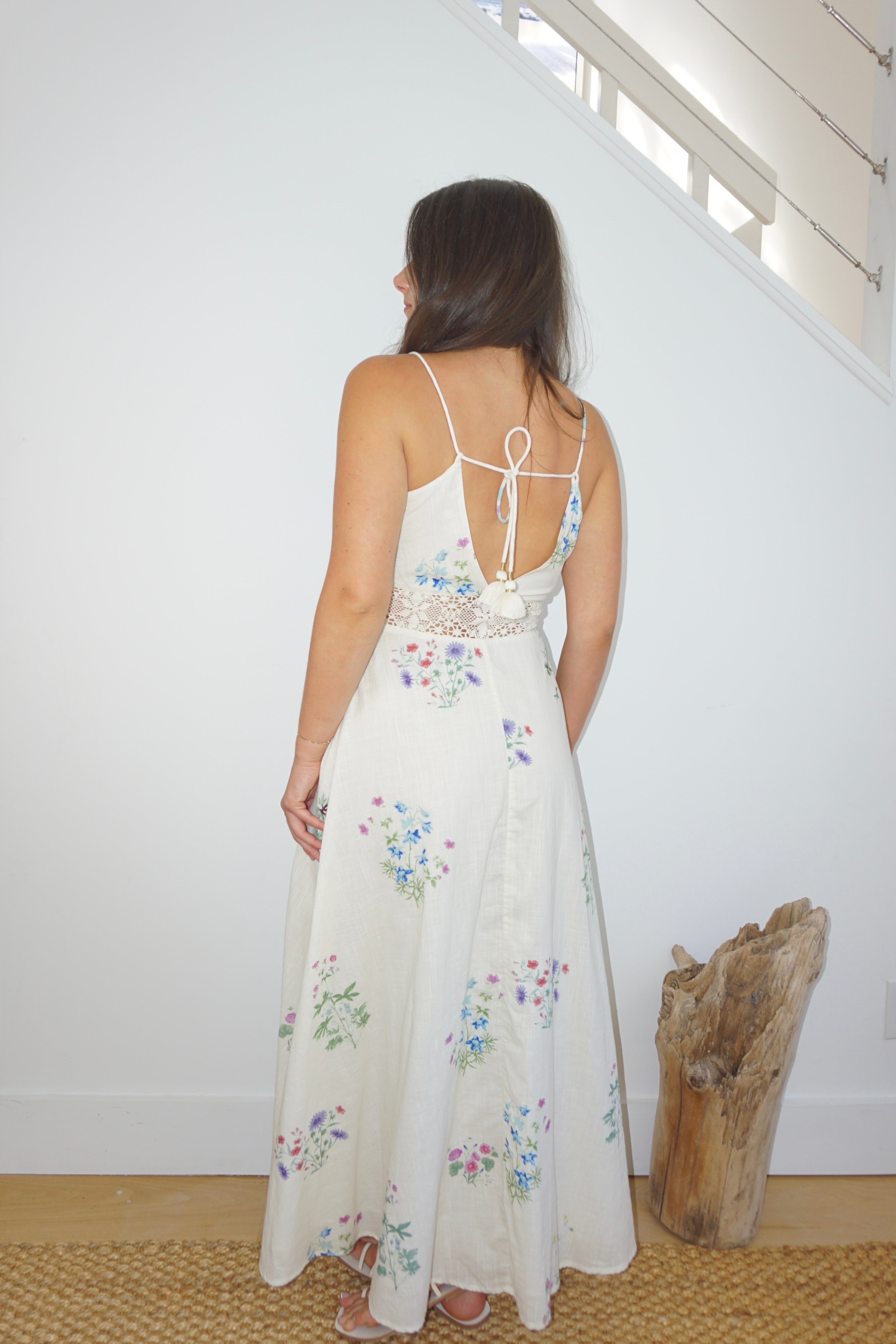 Isabella Dress in Cream Botanical