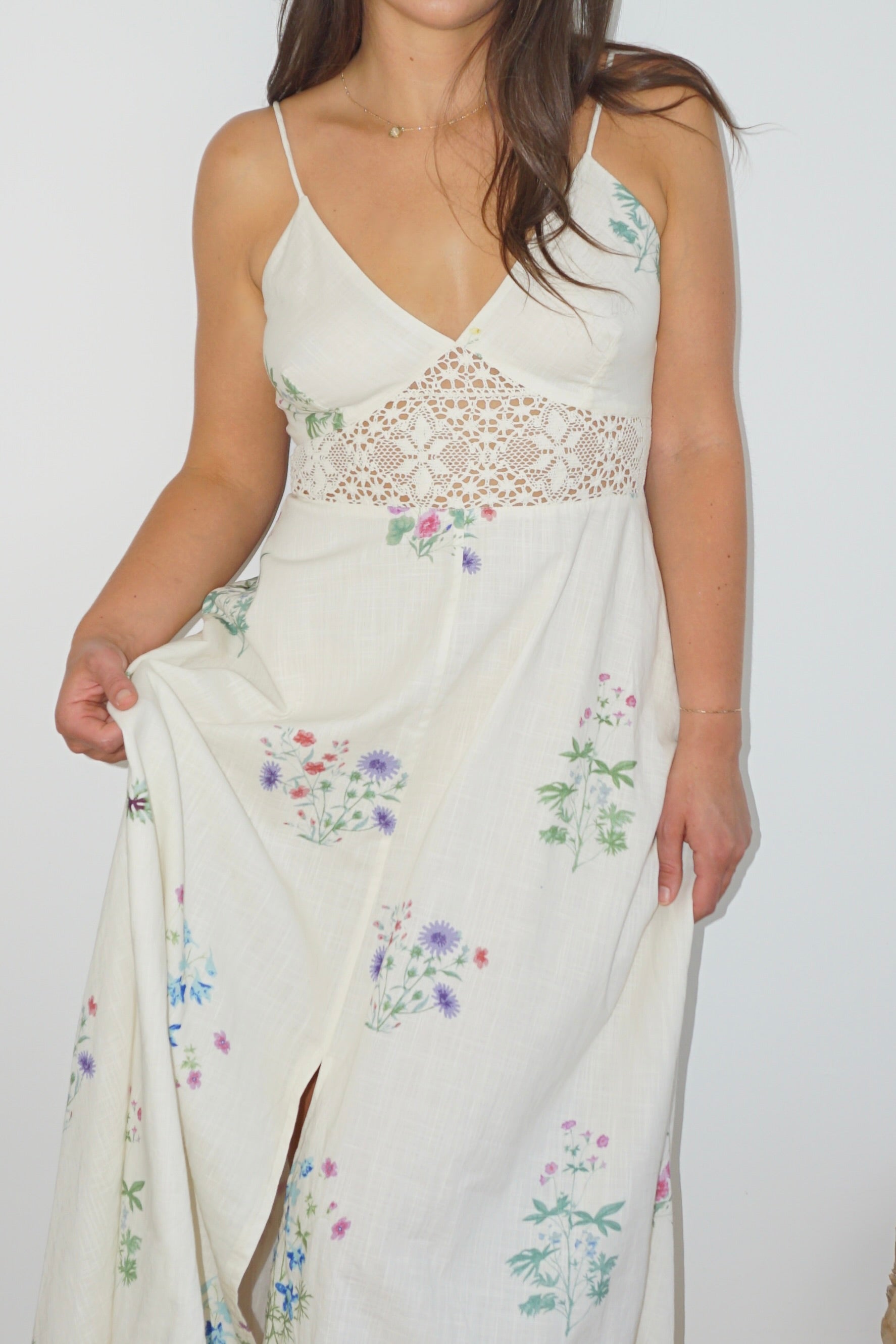 Isabella Dress in Cream Botanical
