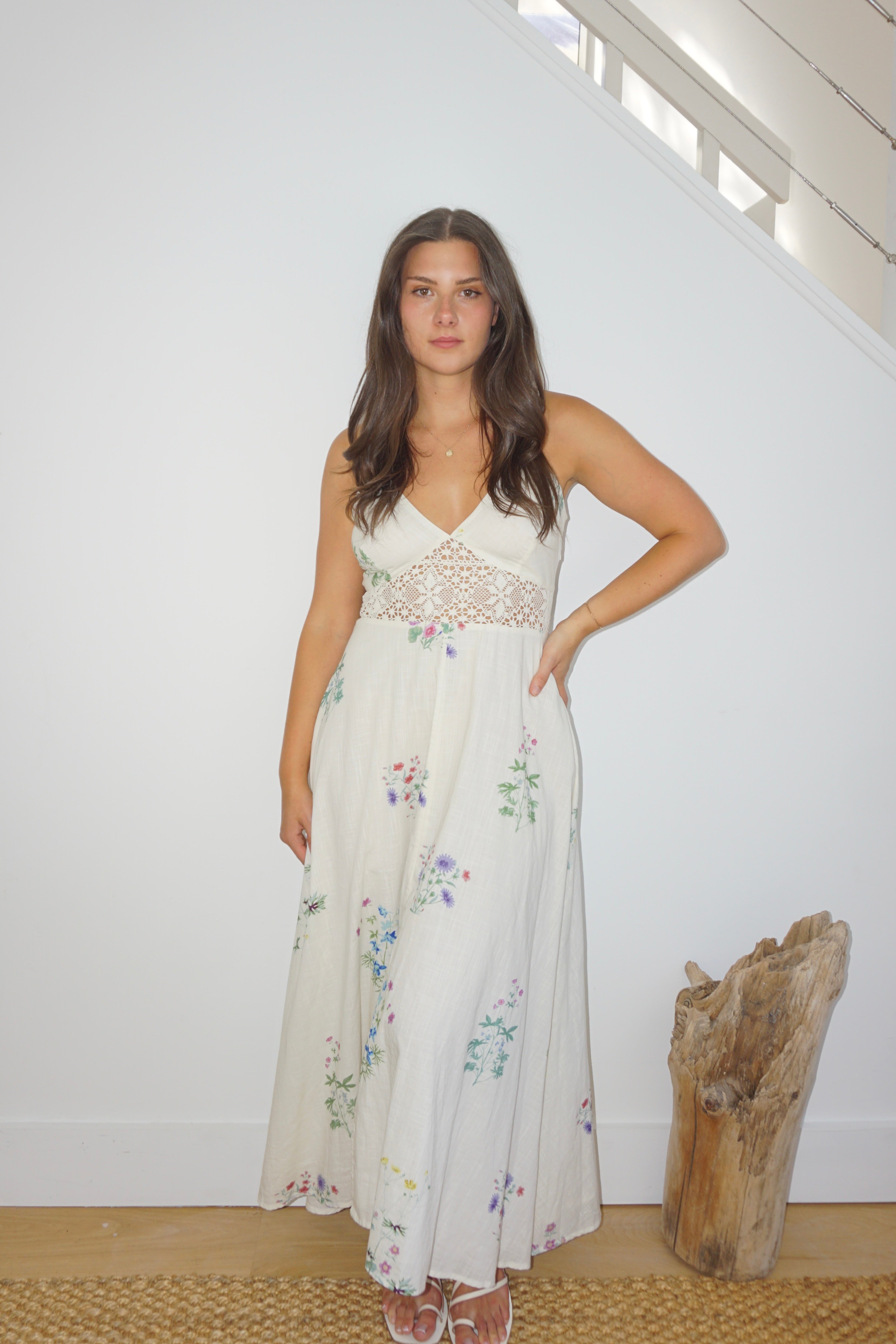 Isabella Dress in Cream Botanical