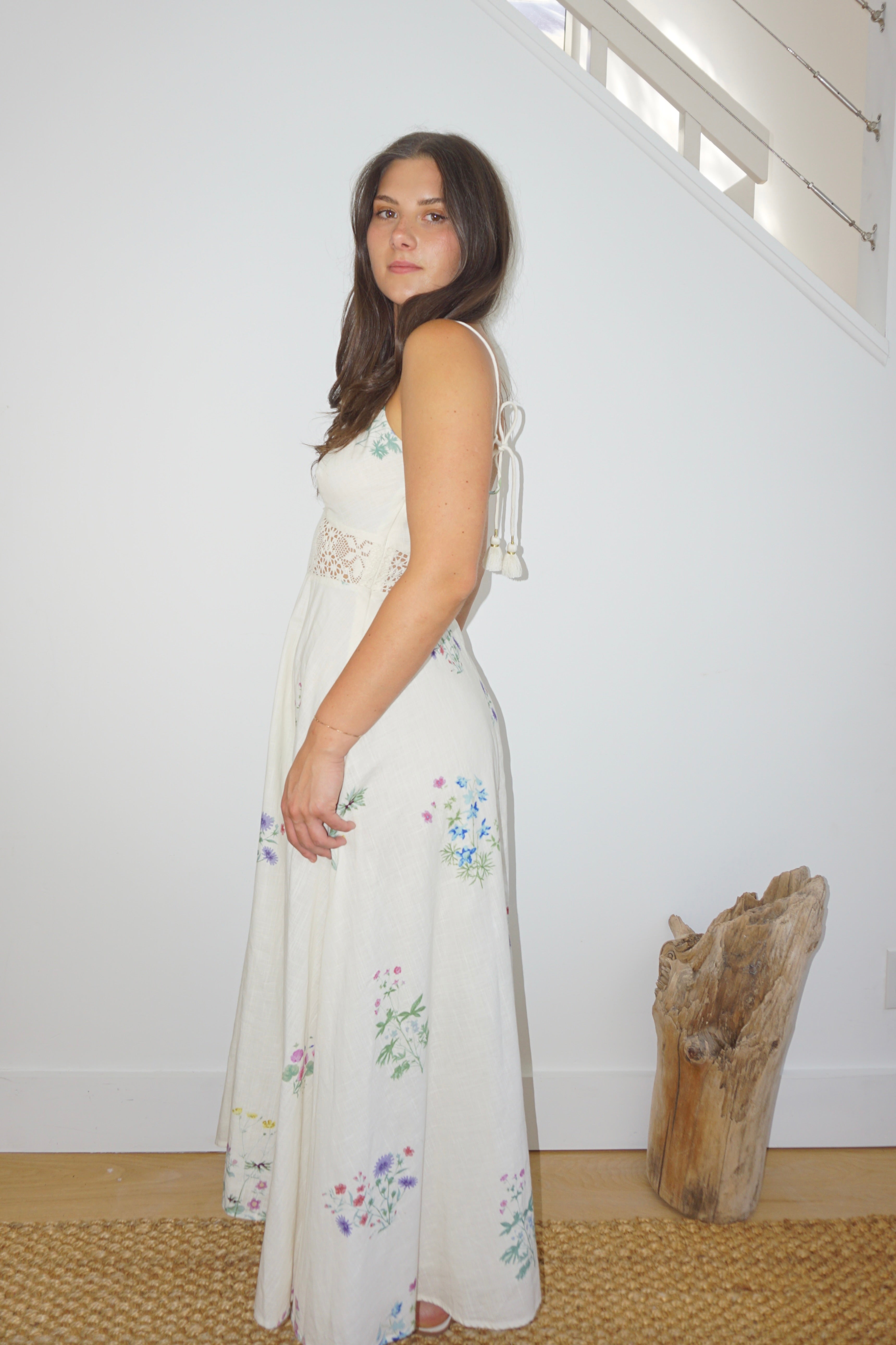 Isabella Dress in Cream Botanical