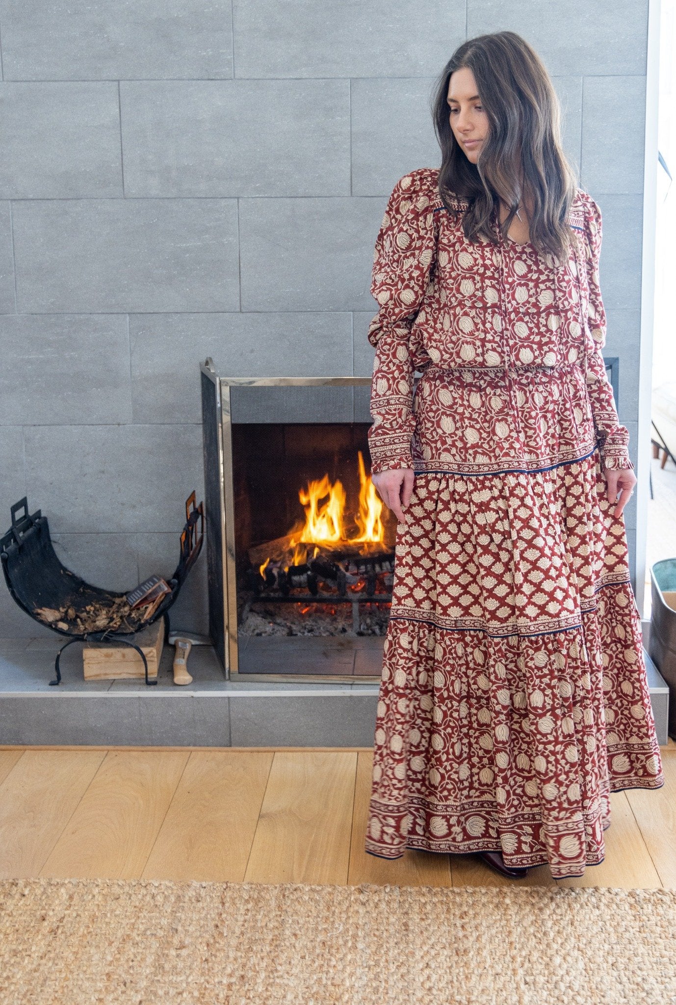 Bea Maxi Skirt in Red Lotus