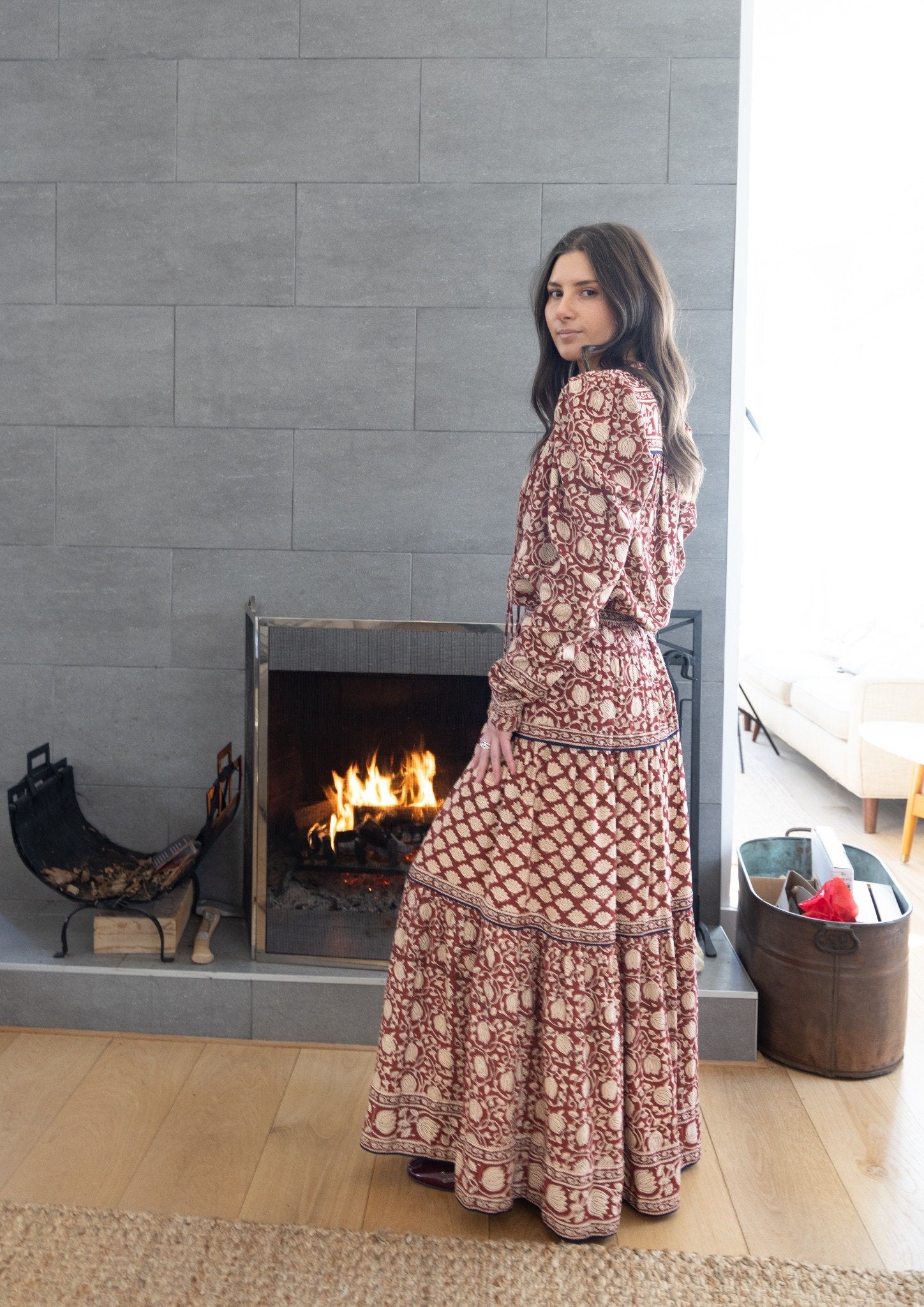 Bea Maxi Skirt in Red Lotus