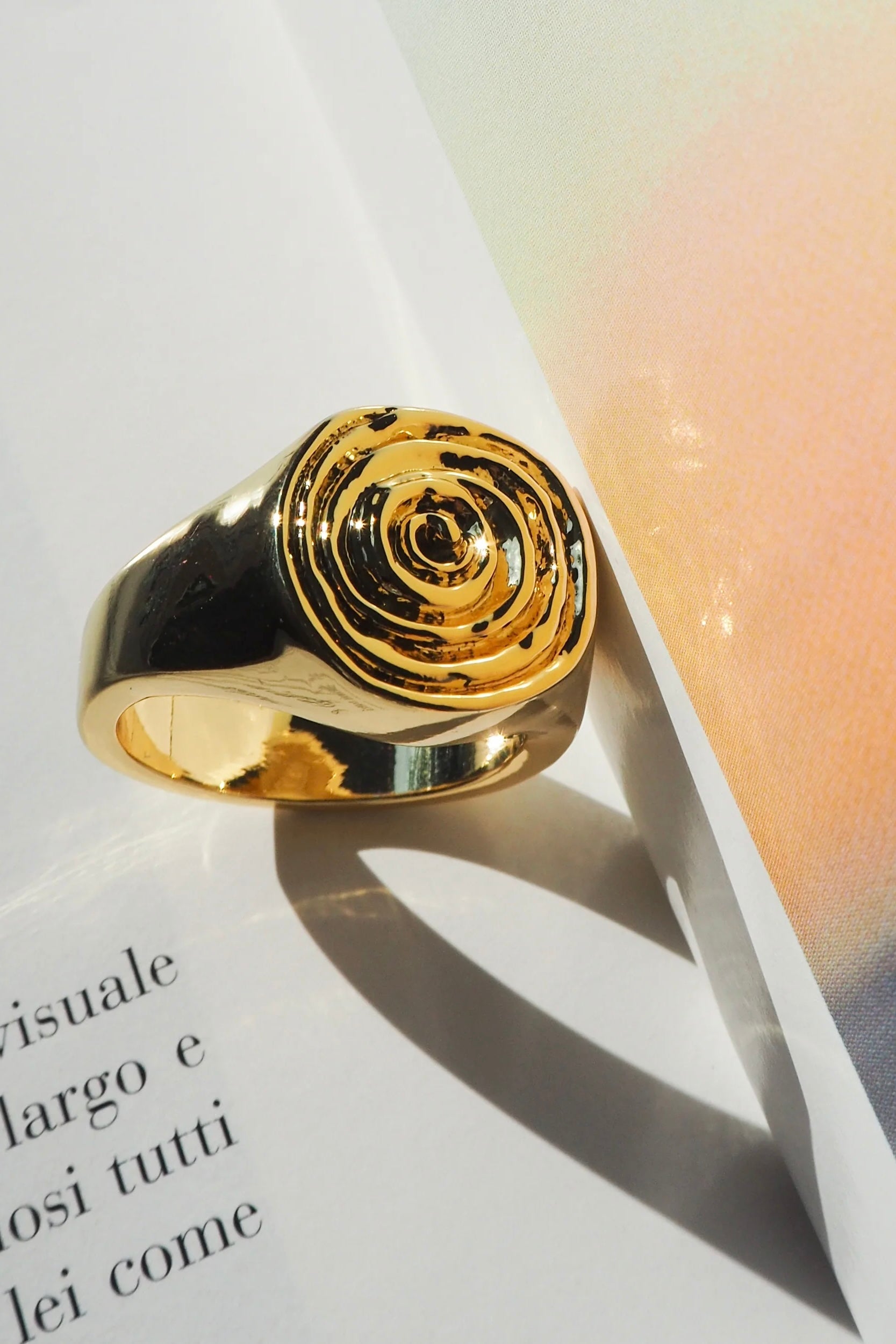 LUV AJ Rosette Coil Signet Ring