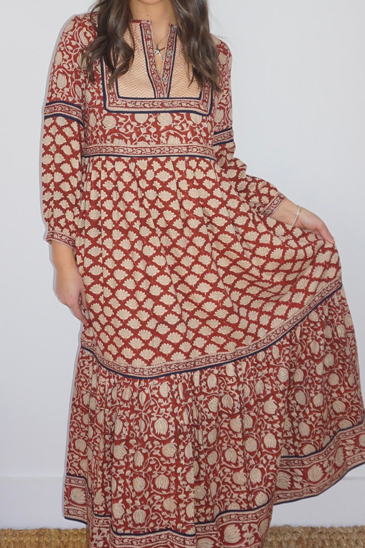 Nori Maxi Dress in Red Lotus