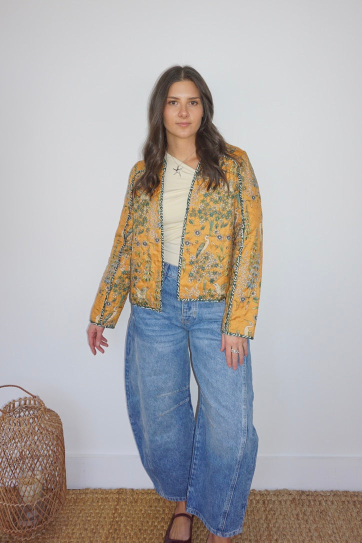 Fallon Quilted Reversible Jacket in Saffron Heron