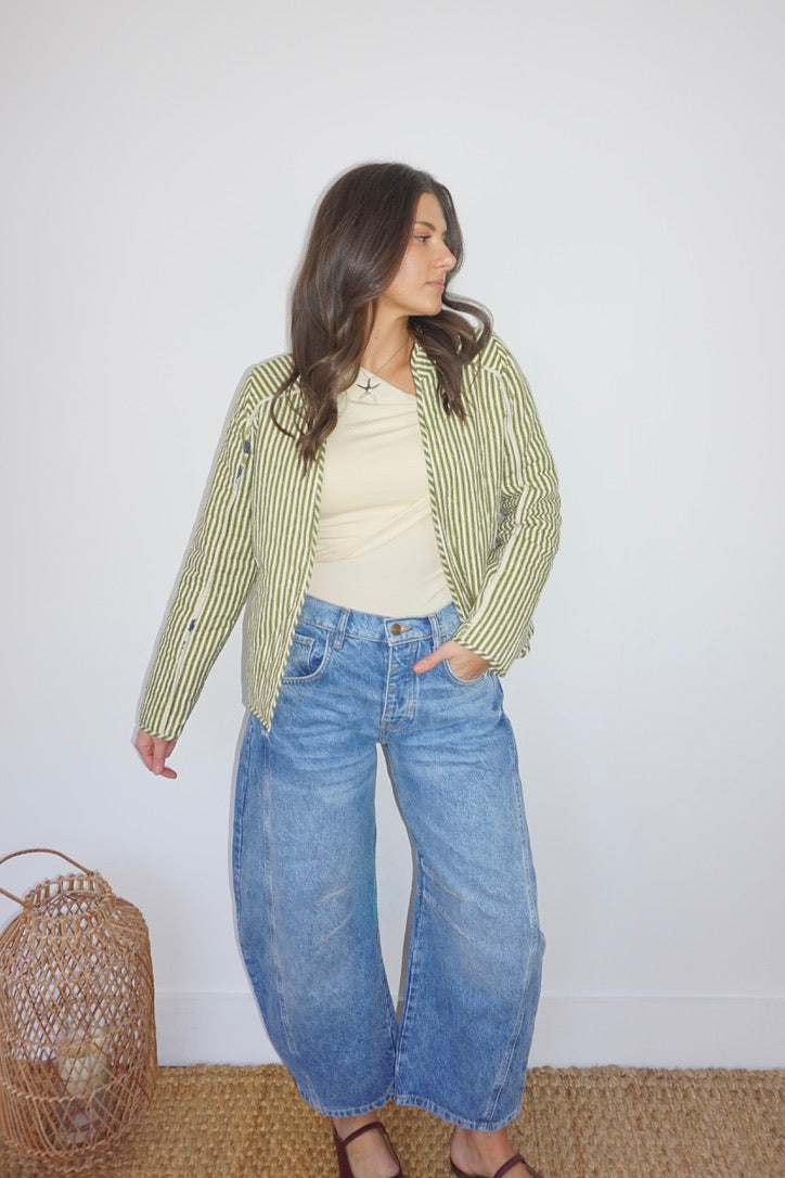 Fallon Quilted Reversible Jacket in Navy Victorian