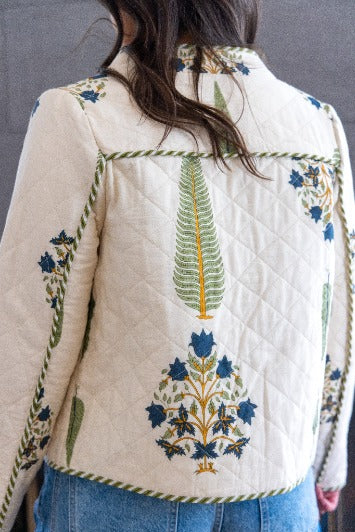 Fallon Quilted Reversible Jacket in Navy Victorian