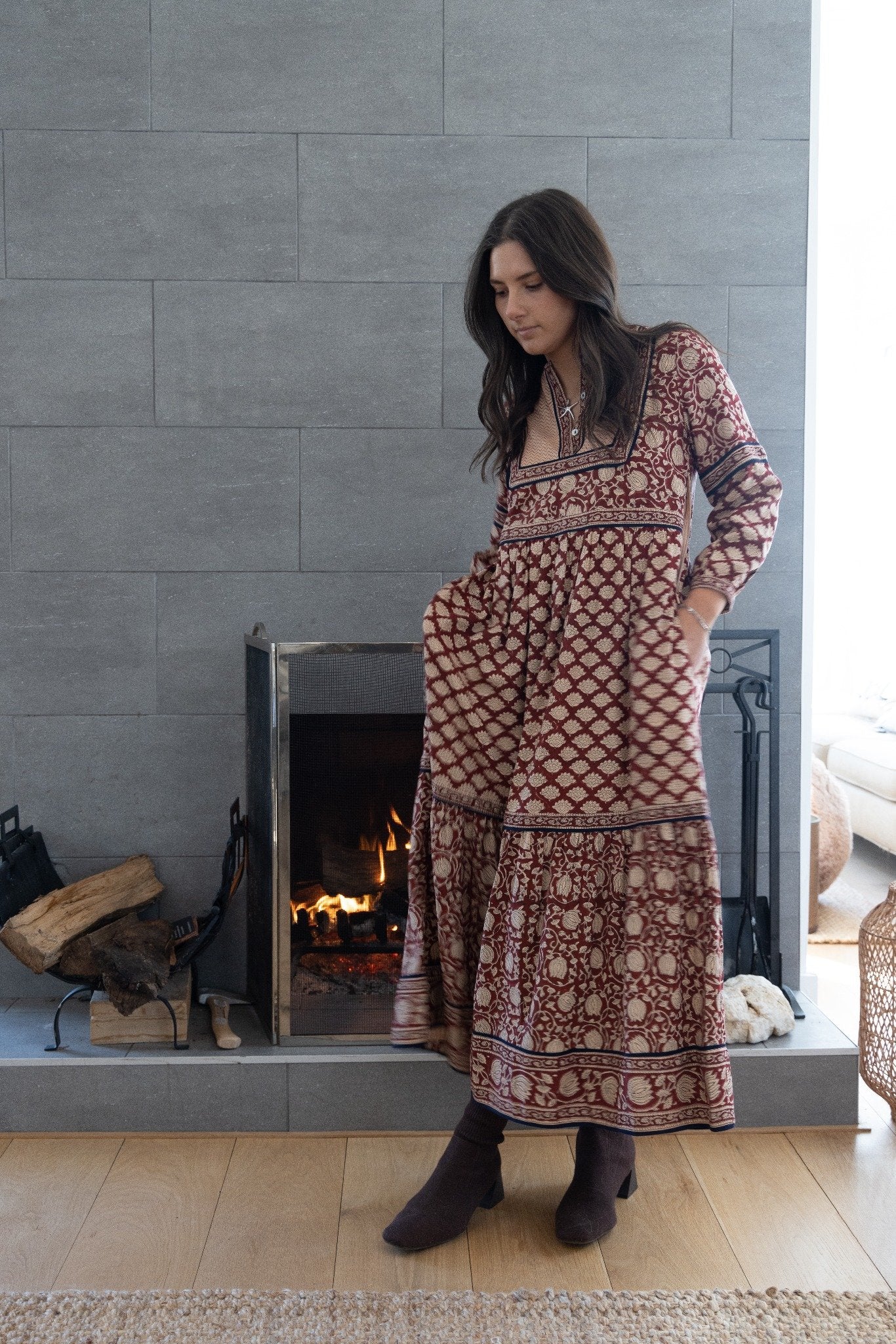 Nori Maxi Dress in Red Lotus