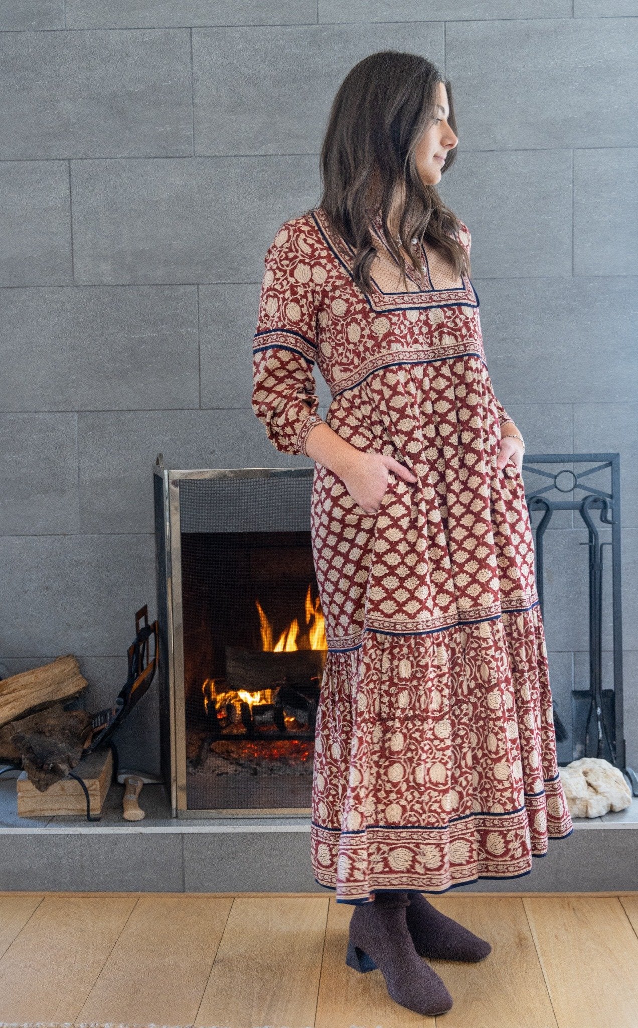 Nori Maxi Dress in Red Lotus