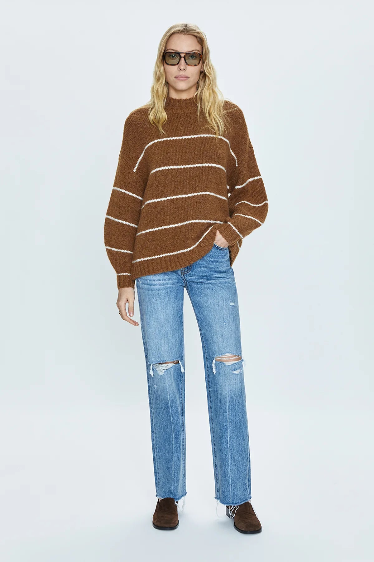 Pistola Carlen Sweater - Carmel/White